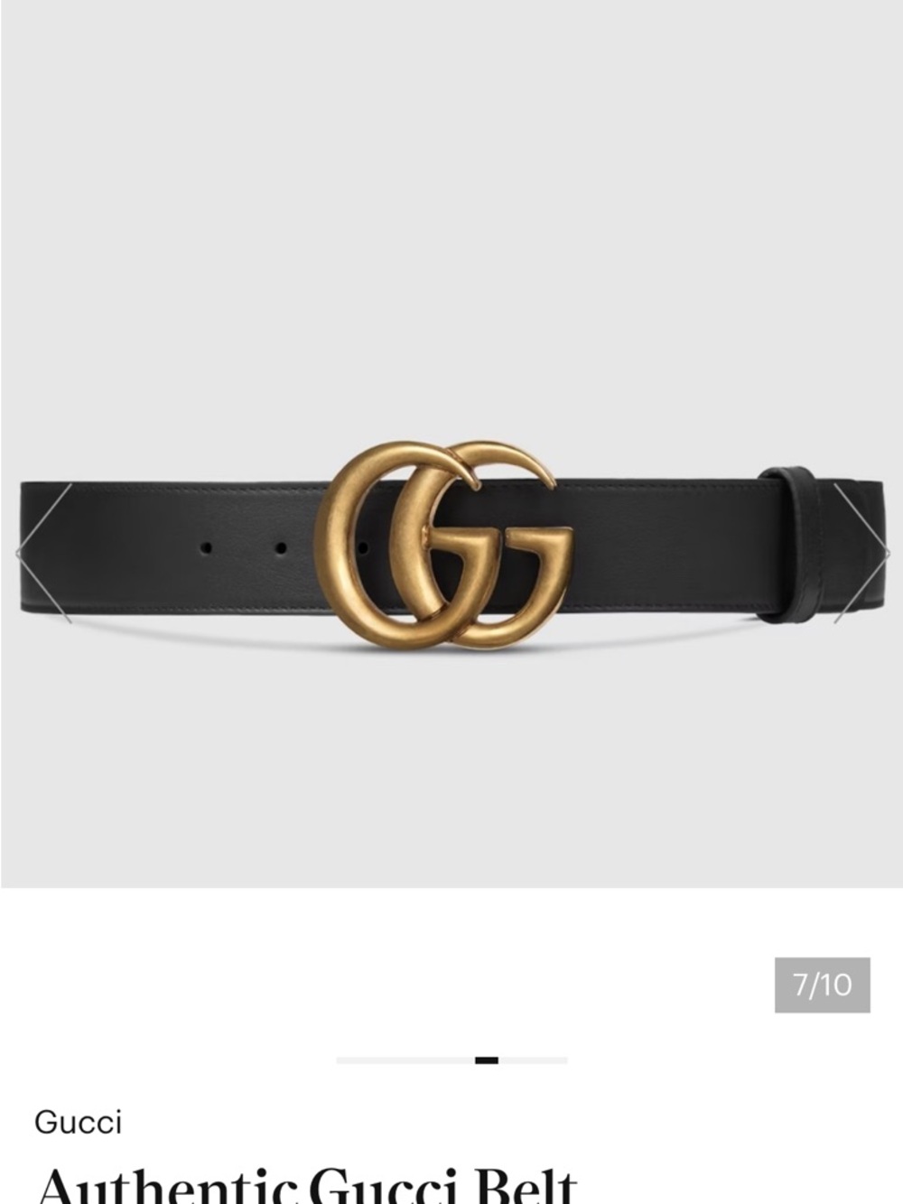 Gucci Black Leather Belt with Gold Double G Buckle - Picture 1 of 7